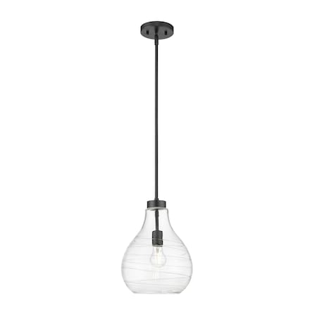 Z-Lite Bon Air Pendant, 1-Light, 10 In.W x 13.75 In.H, Matte Black/Clear 496P10-MB
